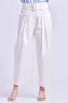 ENGLISH FACTORY HIGH WAIST BELTED WIDE LEG PANTS IN OFF WHITE
