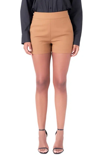 English Factory High Waist Stretch Shorts In Tan