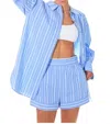 English Factory High Waist Striped Shorts In Blue In Blue