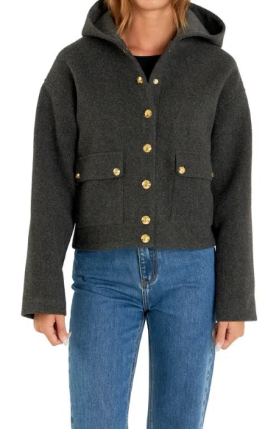 English Factory Hooded Coat In Charcoal