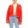 English Factory Houndstooth Cardigan In Orange/red