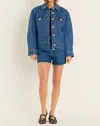 English Factory Jacket With Gold Buttons In Medium Blue