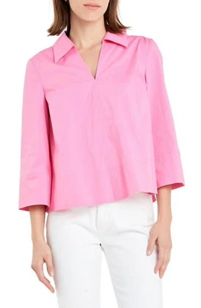 English Factory Johnny Collar A-line Shirt In Pink