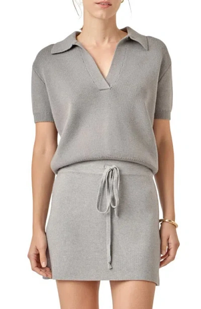 English Factory Johnny Collar Knit Top In Gray