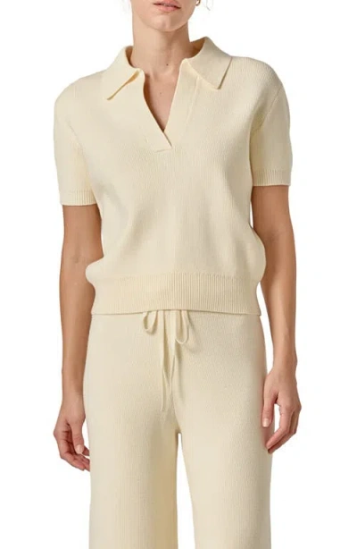 English Factory Johnny Collar Knit Top In White