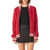 English Factory Knit Bomber Jacket In Burgundy