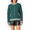 English Factory Knit Bomber Jacket In Green