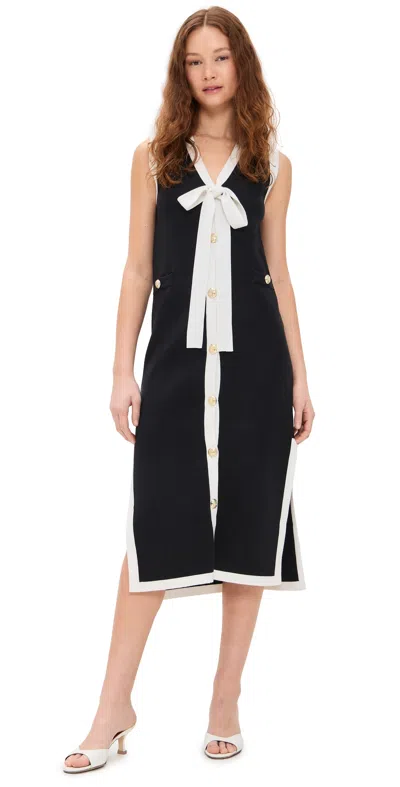 English Factory Sleeveless Sweater Dress In Black/cream