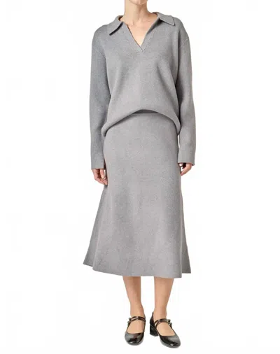 English Factory Knit Midi Skirt In Grey In Gray