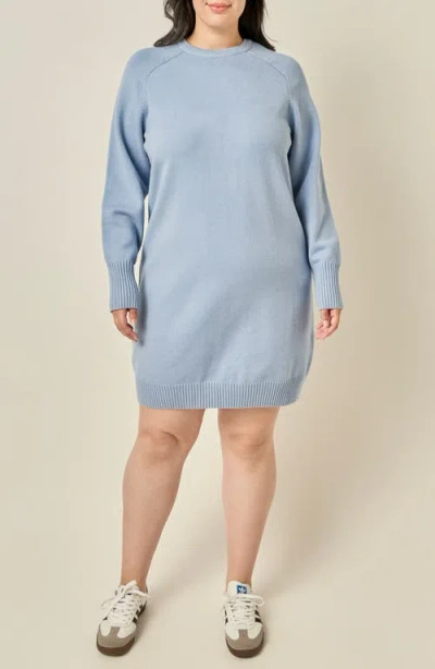 English Factory Knit Minidress In Slate Blue