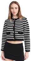 English Factory Knit Striped Sweater Cardigan Black/ivory