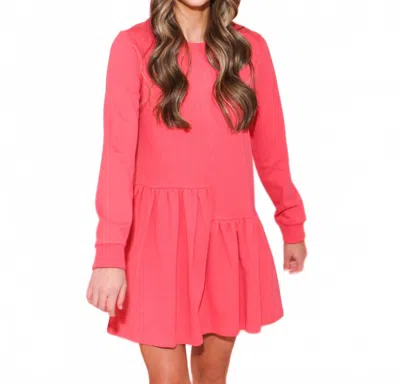 English Factory Knit Unbalanced Seam Dress In Berry In Pink
