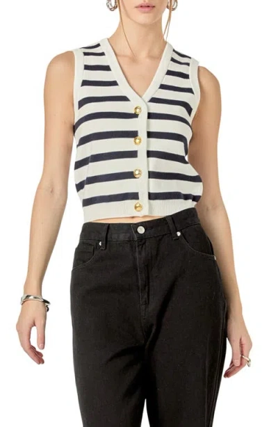 English Factory Knit Vest In White/navy