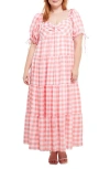 English Factory Knotted Gingham Maxi Dress In Pink