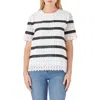 English Factory Lace Stripe Top In White/black