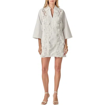 English Factory Lace Trim Mini Shirtdress In White