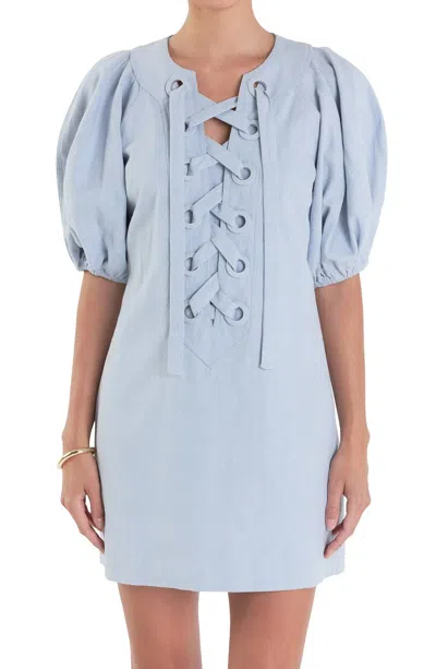 English Factory Laced Up Mini Dress In Powder Blue