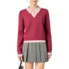 English Factory Layered Collar V-neck Sweater In Red