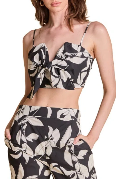 English Factory Leaf Print Bow Accent Cotton Camisole
