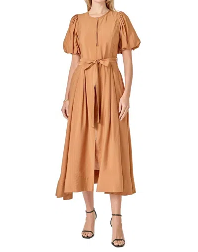 ENGLISH FACTORY LESLIE MIDI DRESS IN CAMEL