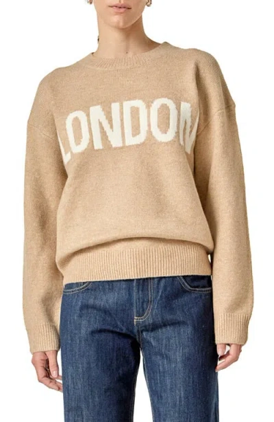 English Factory Lettering Sweater In Brown