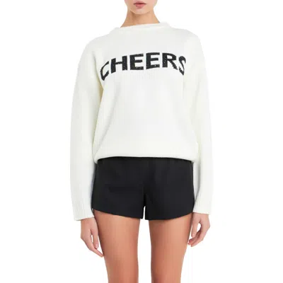 English Factory Lettering Sweater In White