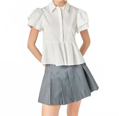 English Factory Lilly Peplum Top In White