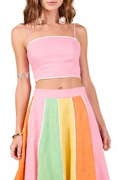 English Factory Linen Cropped Camisole In Pink
