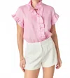English Factory Linen Ruffle Blouse In Light Pink In Pink