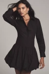 ENGLISH FACTORY LONG-SLEEVE COLLARED MINI SHIRT DRESS