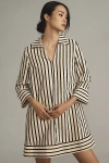 English Factory Stripe Three-quarter Sleeve Dress In Multicolor