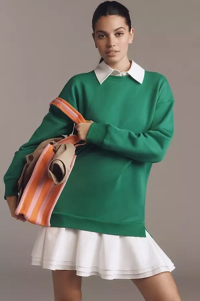 English Factory Long-sleeve Collared Twofer Mini Dress In Green