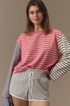 English Factory Long-sleeve Contrast Striped Top In Pink