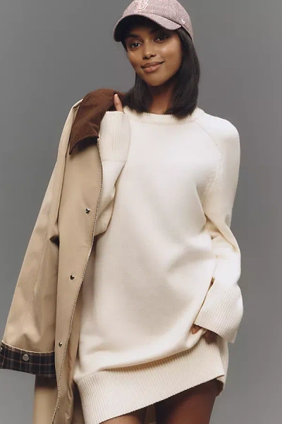 English Factory Long-sleeve Knit Mini Dress In Beige