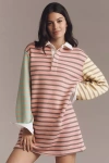 English Factory Colorblock Stripe Long Sleeve Polo Dress In Multicolor