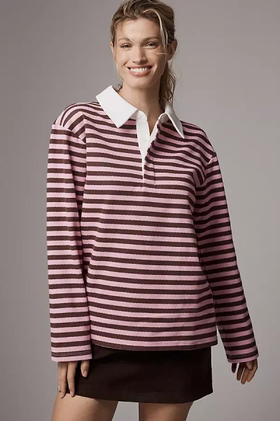English Factory Long-sleeve Striped Rugby Shirt Top In Multi
