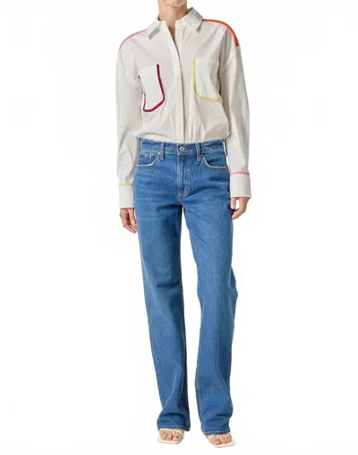 English Factory Louise Binding Detail Shirt In Multicolor