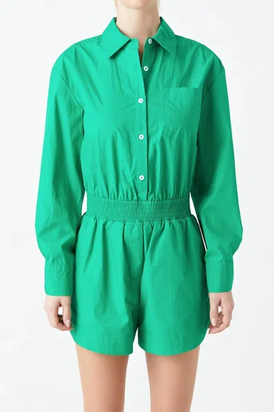 English Factory Lucky Day Romper In Kelly Green