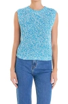 English Factory Marled Sleeveless Sweater In Blue/white