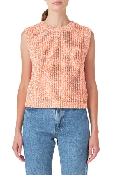 English Factory Marled Sleeveless Sweater In Orange/white