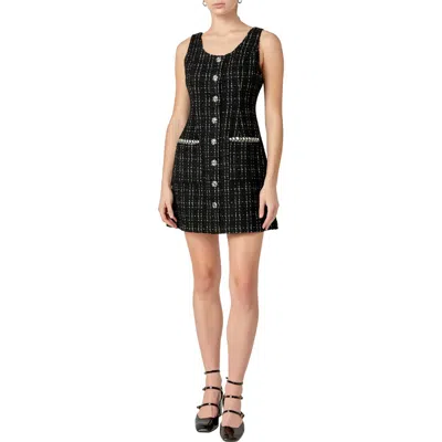 English Factory Metallic Tweed Sheath Minidress In Black