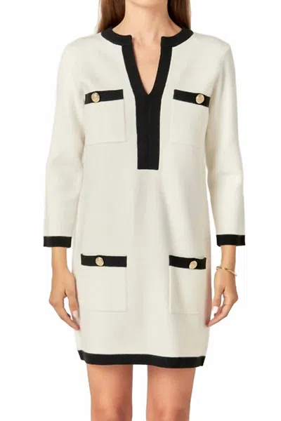 English Factory Mini Knit Dress In White In Neutral