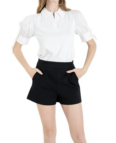 English Factory Mix Media Collar Top In Off White