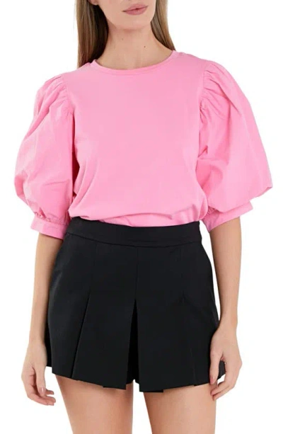 English Factory Mix Media Cotton Top In Pink