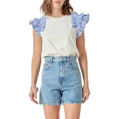 English Factory Mix Media Ruffle T-shirt