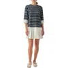 English Factory Mix Media Stripe Pleated Minidress In Blue