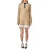 English Factory Mixed Media Cable Stitch Long Sleeve Sweater Dress In Gray