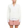 English Factory Mixed Media Layered Cardigan In Cream/white
