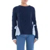 English Factory Mixed Media Sweater In Navy
