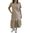 English Factory Mixed Media Tee Maxi Dress In Beige In Beige